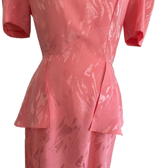 Vintage 80s April Rain Peplum Dress Midi Puff Sleeve - Picture 10 of 13